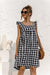 Summer Women Plaid Dress Square Collar Butterfly Sleeve Casual Loose Sexy Backless Ladies Midi Dress Sundress Vestidos