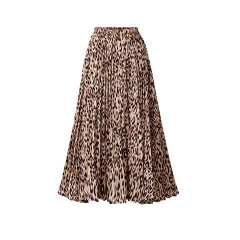 2022 Hot Sale Fashion Women Chiffon Loose Leopard Printed Layered Pleated Skirt Soft Comfortable Street Ladies Casual Dress - ElitShop