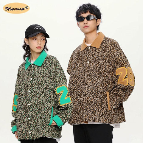 Women&#39;s Spring Vintage Luxury Man Leopard Jacket Korean Fashion Denim Coats Digital Embroidery Female Oversize Designer Clothes - ElitShop