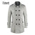 FOJAGANTO Men&#39;s Spring Autumn Woolen Coat Solid Color Casual Youth Slim Fit Lapel Wool Coat Grey Double Breasted Wool Coat Men