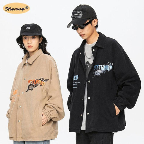 Men&#39;s Custom Coats Brands and Jackets Women Spring 2022 Letter Embroidery Male Designer Clothes Loose Casual Overalls Oversized - ElitShop