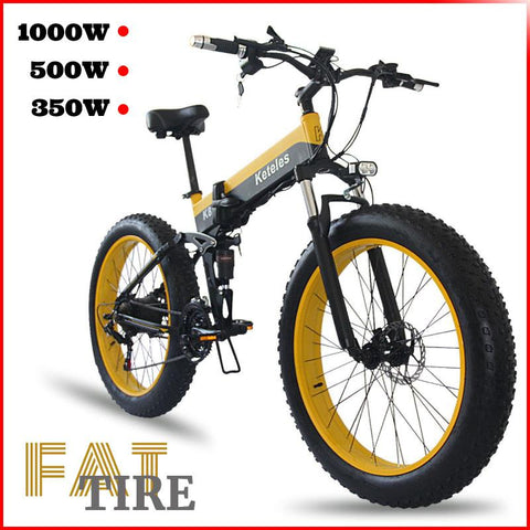 Electric Bicycle 350W 500W 1000W E Bike 26 inch 4.0 Fat Bike 48V Folding Electric Mountain Bike 21 speed powerful electric bike - ElitShop