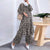Leopard Printed Casual Loose Muslim Sets ZANZEA Women Full Sleeve Blouse Long Pants 2022 Party Suits Islamic Clothing