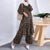 Leopard Printed Casual Loose Muslim Sets ZANZEA Women Full Sleeve Blouse Long Pants 2022 Party Suits Islamic Clothing