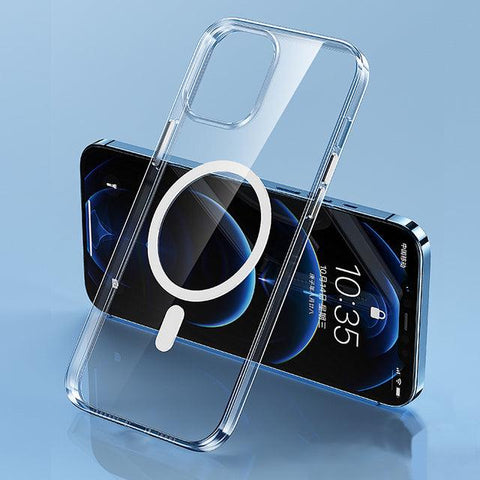 Joyroom Magnetic Case For iPhone 13 12 Pro Max Transparent Cover For iPhone 13 Pro Max Case Wireless Charger Magnet Back Cover - ElitShop