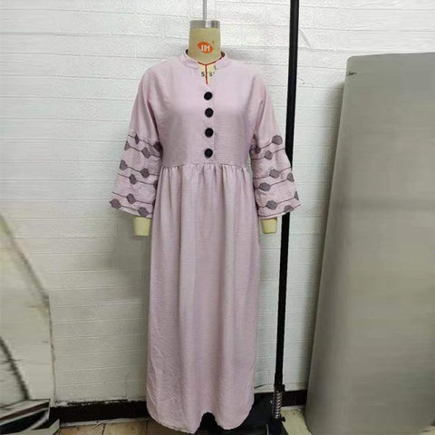 Abaya Dubai Turkey Muslim Fashion Solid Color Women Midi Shirt Dress Female Chic Three Quarter Sleeve Casual Slim Vestidos - ElitShop