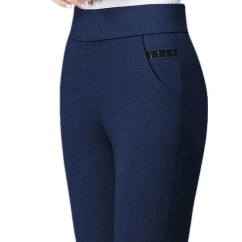 LPOWSS Korean Style Women Trousers High Waist Pants Casual Pencil Pant Stretch Leggings Office Female Long Trousers Black Blue - ElitShop