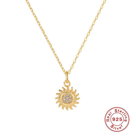 BOAKO Plata De Ley 925 Necklace For Women Retro Sun Flower Chain Around The Neck Collares Para Mujer Bijoux Femme Vintage - ElitShop
