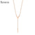 QEENKISS NC7156 Fine Jewelry Wholesale Fashion Woman Birthday Wedding Gift V Tassel Geometry 18KT Rose Gold Pendant Necklace