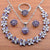Russian style Jewelry Set Purple Crystal For Women Bridal Gift Earrings Silver Color Necklace Pendant Rings Bracelet  JS0227
