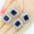 Black Stones Silver Color Bridal Jewelry Sets For Women Necklace Pendant Earrings Rings Gift Box