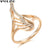 585 Rose Gold Vivid Hollow Feather Rings For Women Natural Zircon Pave Setting Fancy Angel Wings Ring Vintage Fine Jewelry