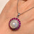 High Quality 925 Sterling Silver 12mm White Color Pearl Ruby Gemstone Pendant Necklace Ring Earrings Women Wedding Jewelry Set