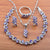 Silver Color Jewelry Set Purple Crystal Wedding Party Gift Jewelry For Women Costume CZ Earrings Rings Bracelet  JS0545