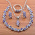 Silver Color Jewelry Set Purple Crystal Wedding Party Gift Jewelry For Women Costume CZ Earrings Rings Bracelet  JS0545