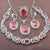 Bridal jewelry Red Zirconia Women&#39;s Wedding Jewelry Set Bracelet Silver Color Necklace Pendant Earrings Ring YZ0462