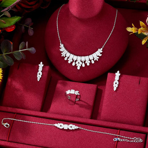GODKI Luxury 4 PcsFlower Saudi Arabia Jewelry Sets For Women Wedding Cubic Zircon Crystal CZ aretes de mujer modernos 2019 - ElitShop