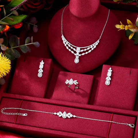 GODKI Luxury 4 PcsFlower Saudi Arabia Jewelry Sets For Women Wedding Cubic Zircon Crystal CZ aretes de mujer modernos 2019 - ElitShop