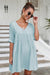 Casual V Neck Short Sleeve Mini Sweet Dress For Women Blue High Waist Loose Midi Dresses 2022 Summer New Solid A-line Dress