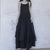 UMI MAO Yamamoto Dark Summer Beach Black White Super Long Irregular Big Swing Elegant Suspender Dress Women Femme Y2K Fashion
