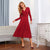 Women&#39;s Dresses Red Elegant V Neck Big Swing Waist Tie Cozy Female Clothing Sexy Spring Lady Dress
