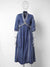 Jastie Vintage Embroidery Denim Maxi Dress Women Spring Lapel Pocket Lantern Sleeve Long Vestidos Belt Boho Beach Casual Dresses