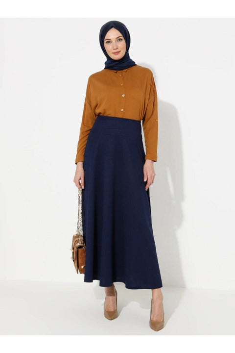 Female navy blue rock skirt Women Muslim Tall Skirt 2022 Fashion - ElitShop