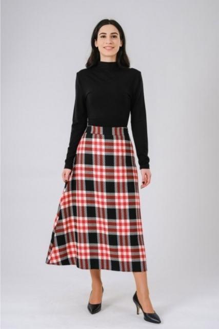 Women&#39;s Red Plaid Hole-Skirt Women Muslim Tall Skirt 2022 Fashion - ElitShop