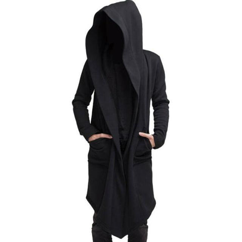 Mens Robe Hooded Cloak Spring Fashion Loose Pocket Warmer Coat Long Sleeve Casual Comfy Outwear - ElitShop