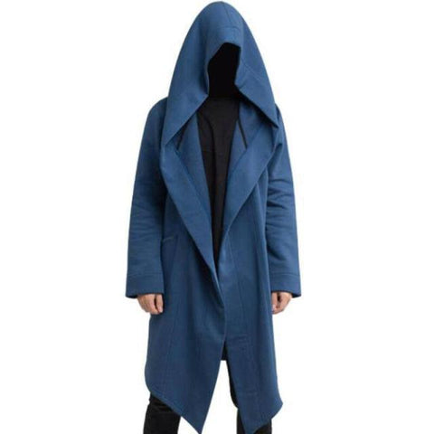 Mens Robe Hooded Cloak Spring Fashion Loose Pocket Warmer Coat Long Sleeve Casual Comfy Outwear - ElitShop