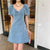 Denim Dress Female New Style French Retro Design Puff Sleeve Temperament Short Skirt Summer