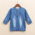 fashion buttons girls denim dress blue soft jean fabric dresses for kids children&#39;s clothing