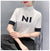 New Spring Fashion Joker Half A Turtleneck Sweater Female Letter Hitting Scene Splicing Knitted Render Shirts With Short Sleeve