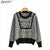Zevity New Women Vintage Contrast Color Houndstooth Print Casual Knitting Sweater Female Button Pullovers Chic Jumpers Tops S535