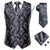 Hi-Tie 20 Color Silk Men&#39;s Vests and Tie Business Formal Dresses Slim Vest 4PC Hanky cufflinks for Suit Blue Paisley Waistcoat
