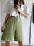 2022 Spring/Summer Suit Casual Wear Women&#39;s Shorts High Waist Slim Solid Color Loose Leisure Wide Leg Knee Length Pants S-XXL