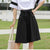 High Waist Shorts LOOSE Knee Length Fashion Shorts Sashes Black Skirt Pants Elastic Waist Casual Solid Shorts Summer New