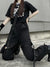 QWEEK Techwear Gothic Cargo Pants Women Emo Harajuku Oversize Pockets Hollow Out Joggers Trousers Female Hippie Punk Harem Pants