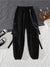 Spring Autumn Bandage Chain Shirt Loose Cargo Pants Women Casual Long-Sleeved Solid Black Hip Hop 2 Piece Set Pants