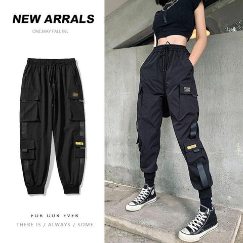 Harajuku Trouser Suits For Women High Waist Oversized Casual Cargo Pants Spring 2022 Womens Fashion Baggy Wide Leg Sports Pants - ElitShop