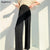 Pants Woman Wide Leg Casual Soft Ladies Button Patchwork Trendy Korean Style Solid Simple Daily Ins Retro All-match New Loose