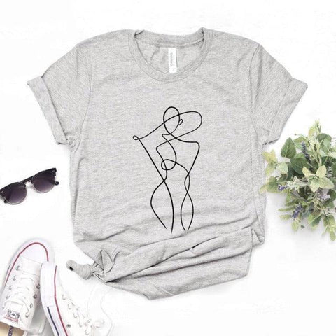 Abstract Woman Body Print Women Tshirts Cotton Casual Funny t Shirt For Lady Yong Girl Top Tee Hipster FS-493 - ElitShop
