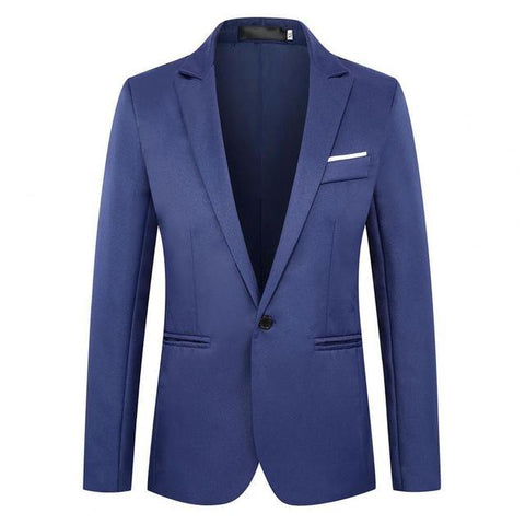 Outwear Classic Men Slim Fit Office Blazer Long Sleeve Suit Coat Pure Color Workwear - ElitShop