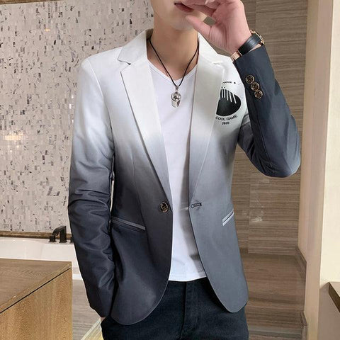 Men&#39;s Slim Fit Blazer 2022 Spring New Gradient Color Suit Jacket Male Korean Version Casual Brand Fashion Trend Men&#39;s Clothing - ElitShop
