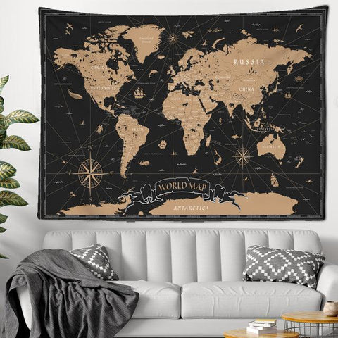 High-Definition World Map Tapestry Map Fabric Wall Hanging Decorative Wall Carpet Bed Polyester Table Cover Yoga Beach Towel - ElitShop