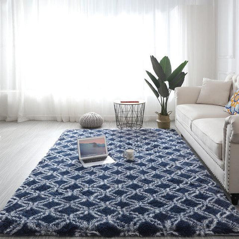 Nordic Style Furry Mat Modern Bedroom Carpet Living Room Decoration Carpet Large Size Black Gray Powder Blue Non Slip Carpey - ElitShop