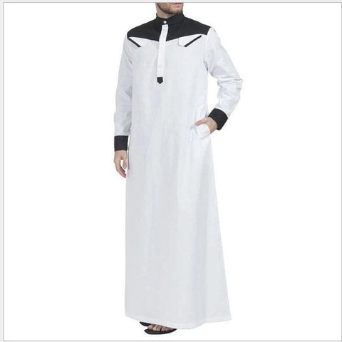 Muslim Men Jubba Thobe Islamic Clothing Ramadan Mens Moroccan Kaftan Robe Saudi Musulman Abaya Caftan Jubah Dubai Arab Dresses - ElitShop