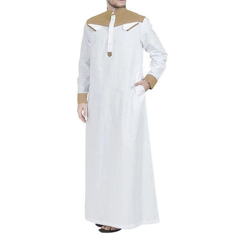 Muslim Men Jubba Thobe Islamic Clothing Ramadan Mens Moroccan Kaftan Robe Saudi Musulman Abaya Caftan Jubah Dubai Arab Dresses - ElitShop