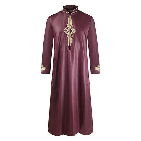 Ramadan Muslim Abaya Solid Color House Robe for Men Dubai Turkey Indian Vintage Fashion Loose Islamic Clothing - ElitShop