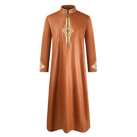 Ramadan Muslim Abaya Solid Color House Robe for Men Dubai Turkey Indian Vintage Fashion Loose Islamic Clothing - ElitShop